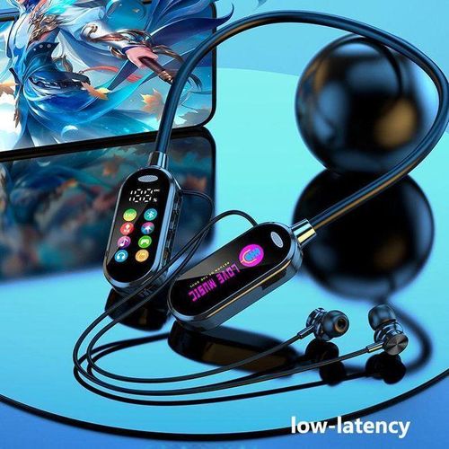 long time bluetooth earphones hifi sound earbuds wireless headphones sports gamer neck hanging headsets