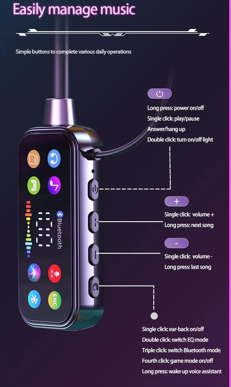 u60i wireless neckband headphones ergonomic design – high quality stereo sound, 30 hours battery, tf card support & flexible folding feature