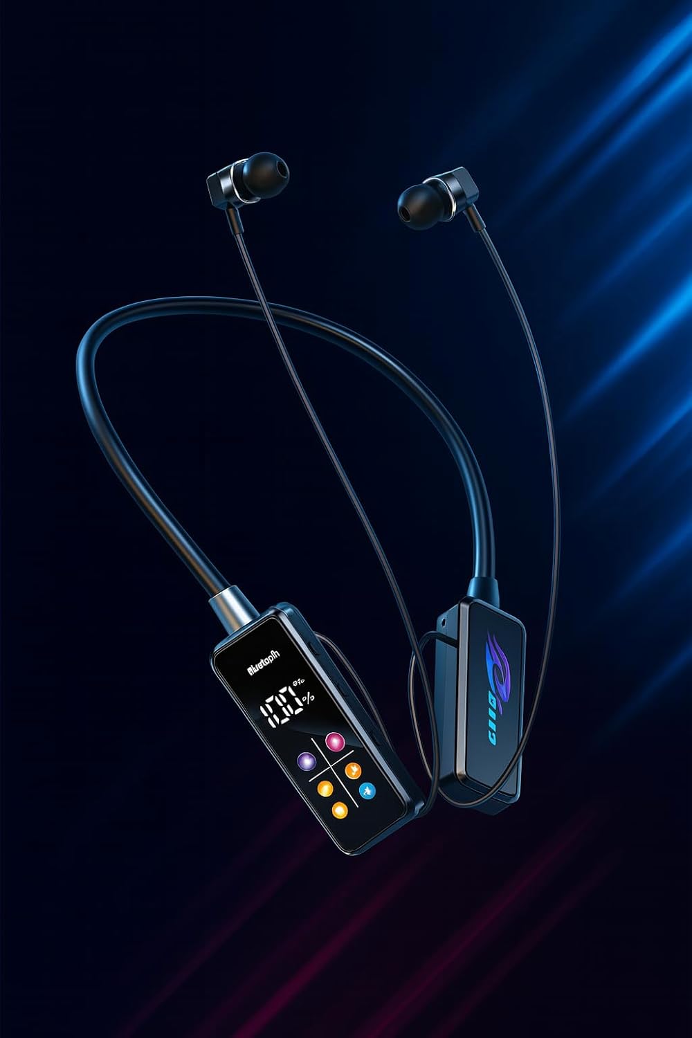 u60i wireless neckband headphones ergonomic design – high quality stereo sound, 30 hours battery, tf card support & flexible folding feature