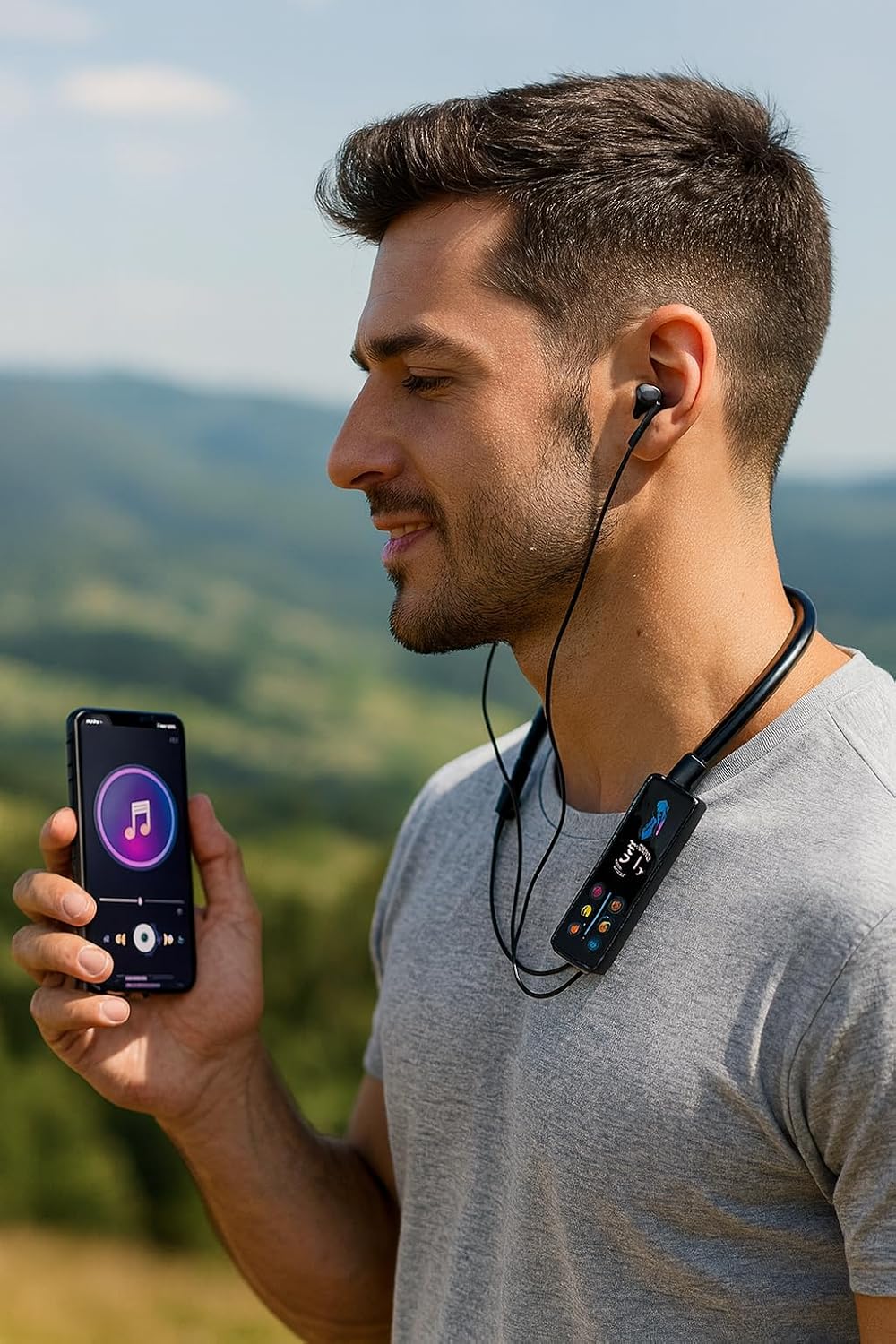 u60i wireless neckband headphones ergonomic design – high quality stereo sound, 30 hours battery, tf card support & flexible folding feature