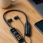 u60i wireless neckband headphones ergonomic design – high quality stereo sound, 30 hours battery, tf card support & flexible folding feature
