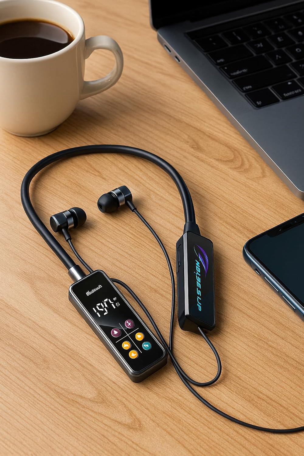 u60i wireless neckband headphones ergonomic design – high quality stereo sound, 30 hours battery, tf card support & flexible folding feature