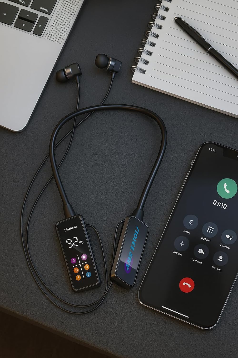 u60i wireless neckband headphones ergonomic design – high quality stereo sound, 30 hours battery, tf card support & flexible folding feature